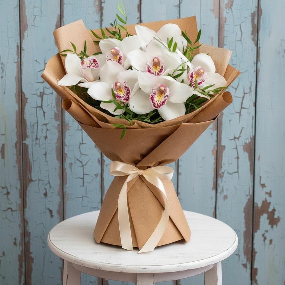 Букет цветов из: Орхидеи и Розы в Старый городок