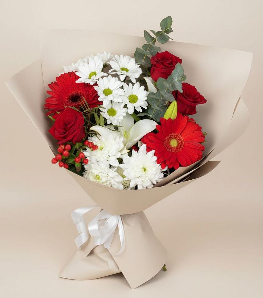 Букет цветов из: Розы, Хризантемы, Герберы и Лилии в Старый городок