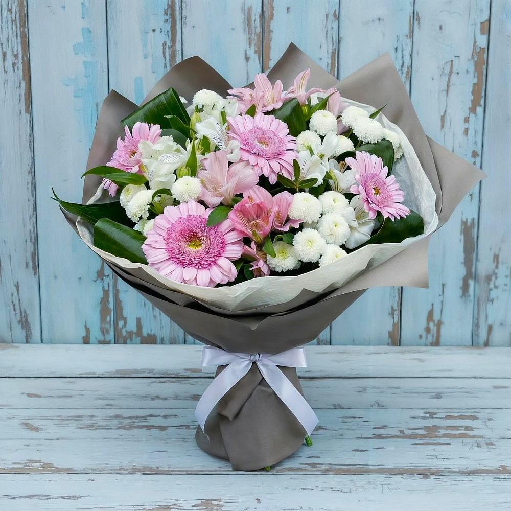 Букет цветов из: Герберы, Альстромерии и Хризантемы в Старый городок